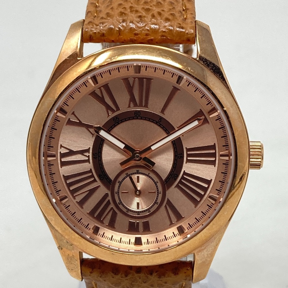 Bronzo Italia QVC Watch Women 39mm Rose Gold Tone Brown Leather Band New Battery